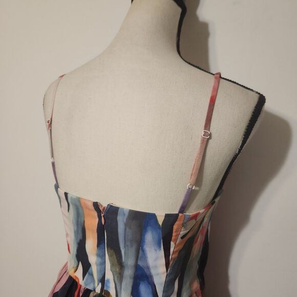 Corey Lynn Calter Anthropologie Daybreak Watercolor Midi sun Dress sz 4 - Picture 6 of 10